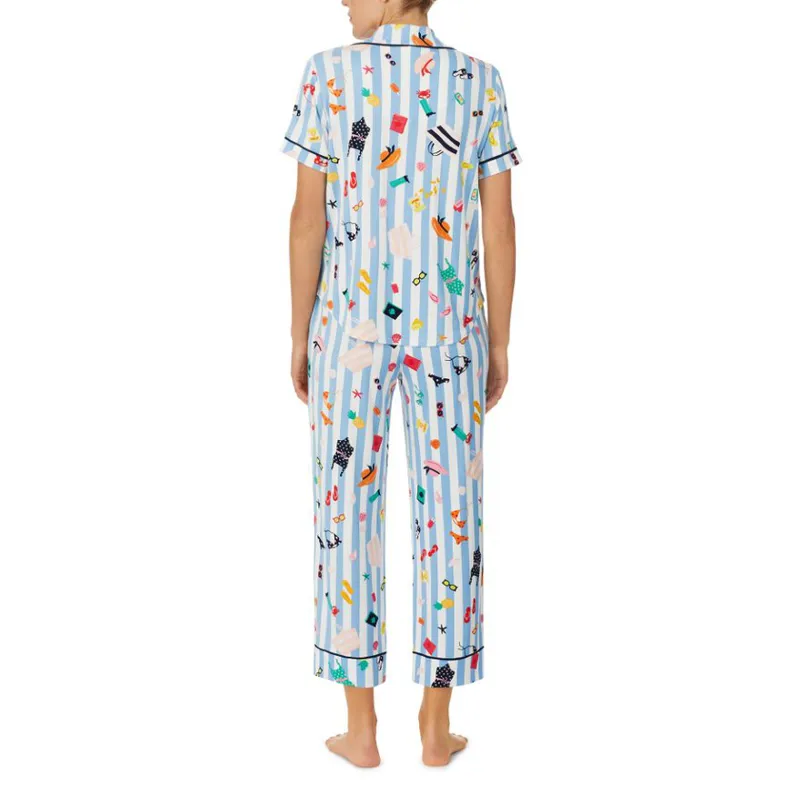 Kate Spade Beach Day Cropped PJ Set in Blue-2